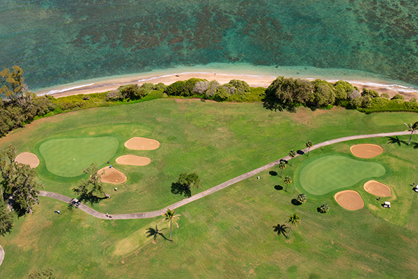 view of the green from above