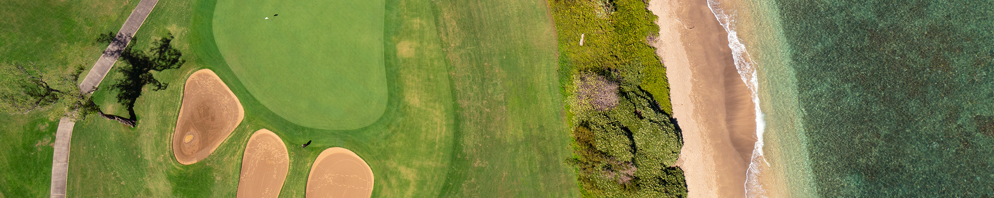 aerial view of course against the ocean